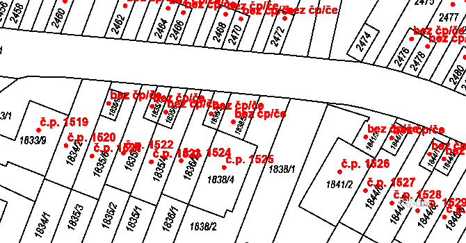 Brno 39481573 na parcele st. 1838/5 v KÚ Husovice, Katastrální mapa