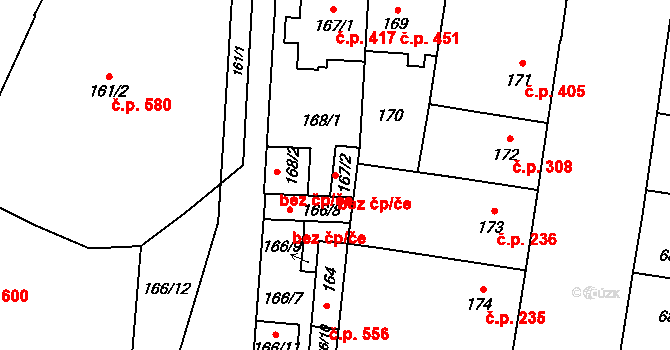 Hronov 40093573 na parcele st. 167/2 v KÚ Hronov, Katastrální mapa