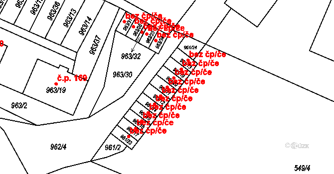 Hodonice 40973573 na parcele st. 961/11 v KÚ Hodonice, Katastrální mapa
