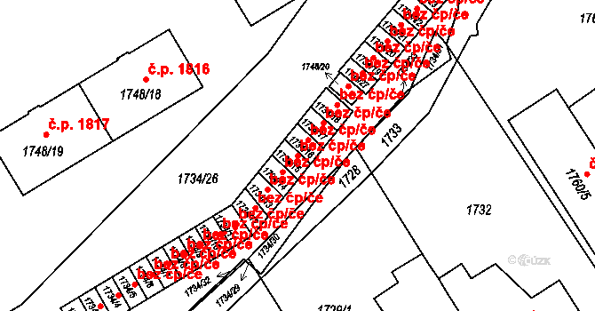 Karviná 41968573 na parcele st. 1734/15 v KÚ Karviná-město, Katastrální mapa