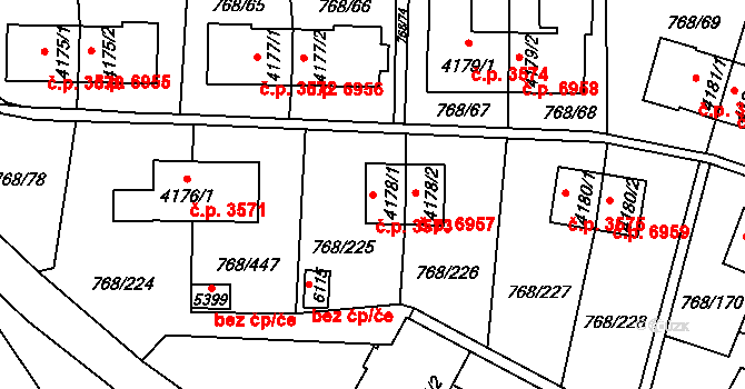 Zlín 3573 na parcele st. 4178/1 v KÚ Zlín, Katastrální mapa