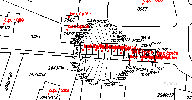 Sedlčany 42118573 na parcele st. 760/43 v KÚ Sedlčany, Katastrální mapa