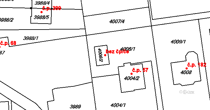 Ostrava 43044573 na parcele st. 4006/2 v KÚ Pustkovec, Katastrální mapa