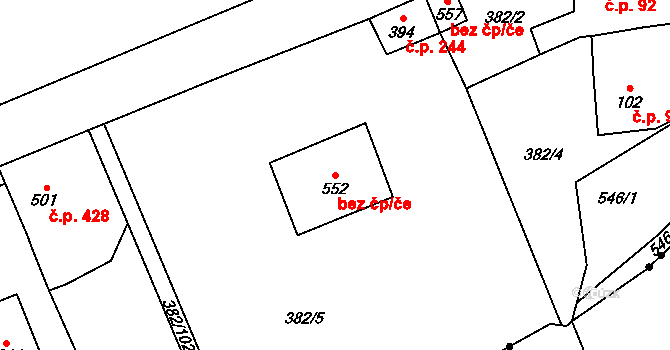 Rudná 45735573 na parcele st. 552 v KÚ Dušníky u Rudné, Katastrální mapa
