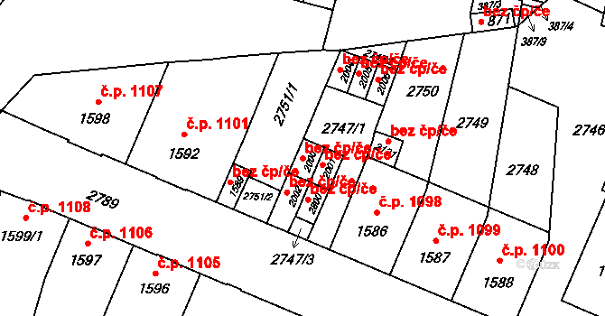 Opava 47691573 na parcele st. 2000 v KÚ Kateřinky u Opavy, Katastrální mapa