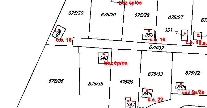 Bečov 24 na parcele st. 348 v KÚ Bečov u Mostu, Katastrální mapa