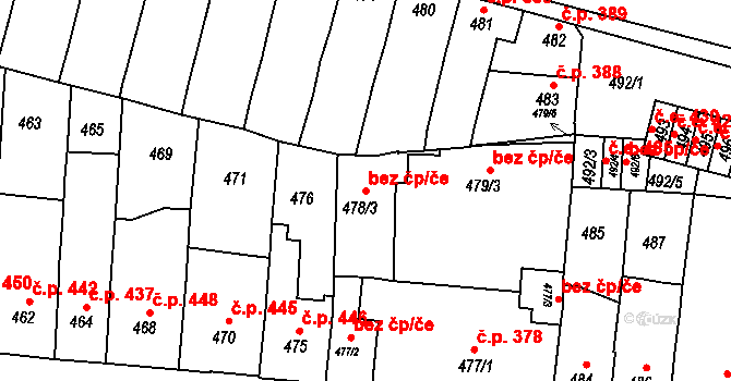 Bučovice 50172573 na parcele st. 478/3 v KÚ Bučovice, Katastrální mapa