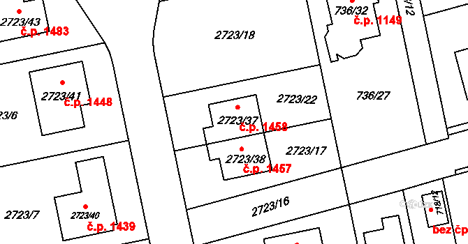 Kylešovice 1458, Opava na parcele st. 2723/37 v KÚ Kylešovice, Katastrální mapa