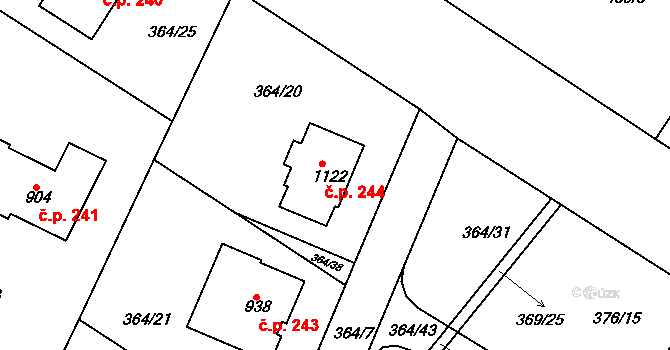 Ládví 244, Kamenice na parcele st. 1122 v KÚ Ládví, Katastrální mapa