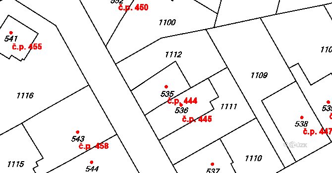 Chrast 444 na parcele st. 535 v KÚ Chrast, Katastrální mapa