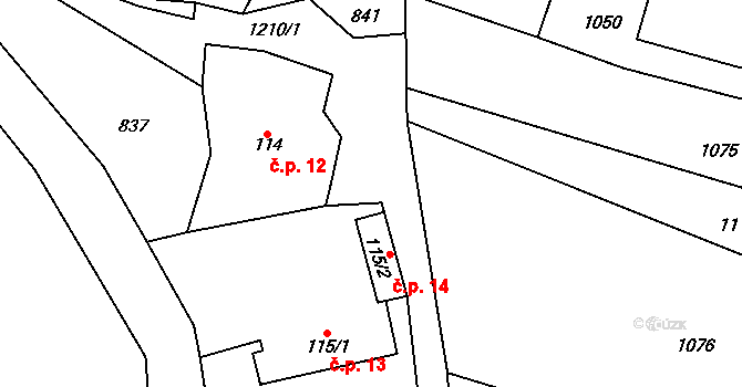 Malá Skrovnice 14, Velká Skrovnice na parcele st. 115/2 v KÚ Velká Skrovnice, Katastrální mapa
