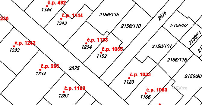 Choceň 1055 na parcele st. 1152 v KÚ Choceň, Katastrální mapa