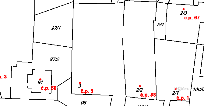 Chrbonín 2 na parcele st. 3 v KÚ Chrbonín, Katastrální mapa