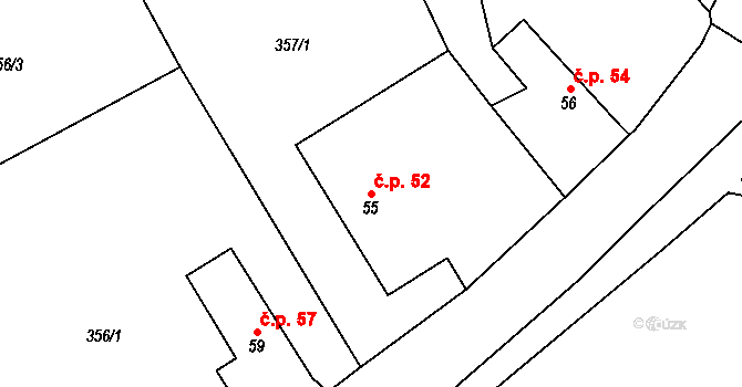 Trubějov 52, Kramolna na parcele st. 55 v KÚ Trubějov, Katastrální mapa