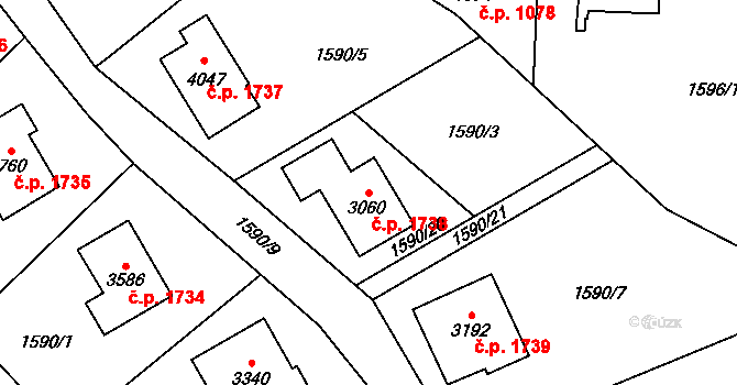 Náchod 1738 na parcele st. 3060 v KÚ Náchod, Katastrální mapa