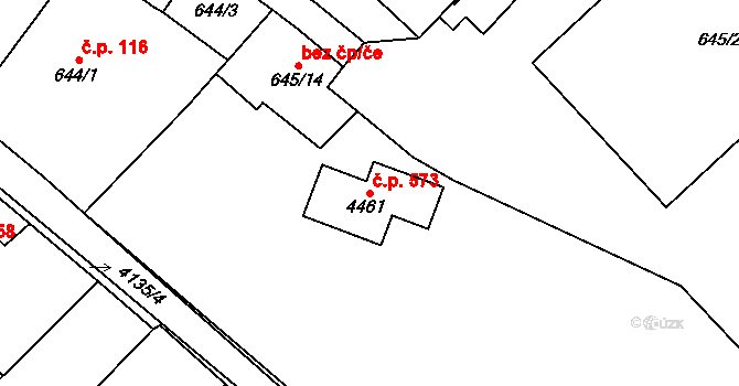 Jakubské Předměstí 573, Jaroměř na parcele st. 4461 v KÚ Jaroměř, Katastrální mapa