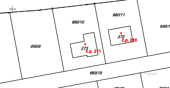 Mantov 211, Chotěšov na parcele st. 273 v KÚ Mantov, Katastrální mapa