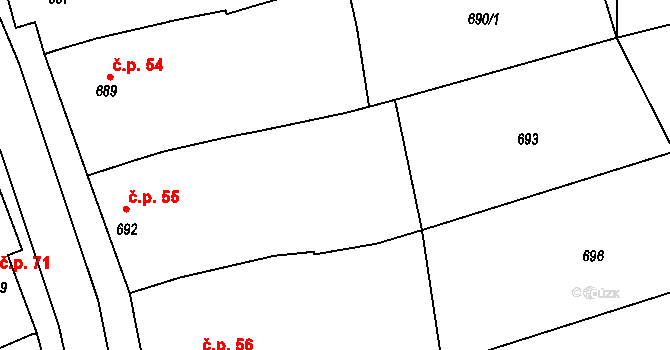 Borkovany 55 na parcele st. 692 v KÚ Borkovany, Katastrální mapa