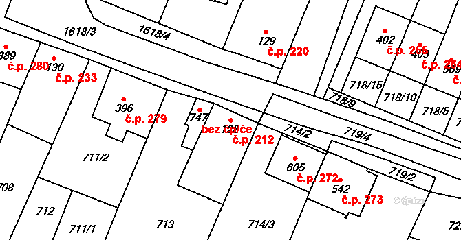 Strachotín 212 na parcele st. 128 v KÚ Strachotín, Katastrální mapa