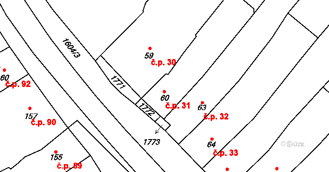 Kasejovice 31 na parcele st. 60 v KÚ Kasejovice, Katastrální mapa