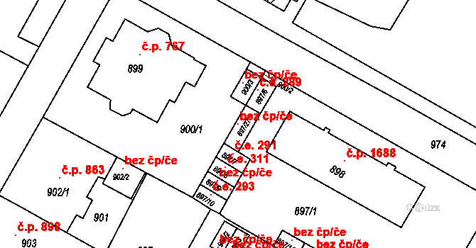 Litoměřice 105729574 na parcele st. 897/27 v KÚ Litoměřice, Katastrální mapa