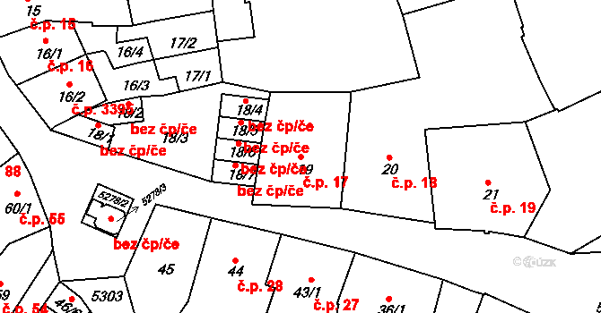 Znojmo 17 na parcele st. 19 v KÚ Znojmo-město, Katastrální mapa