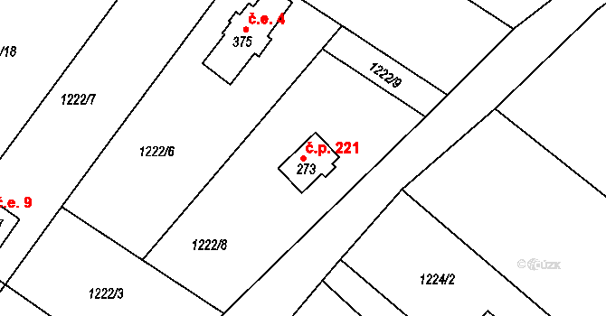 Záboří nad Labem 221 na parcele st. 273 v KÚ Záboří nad Labem, Katastrální mapa