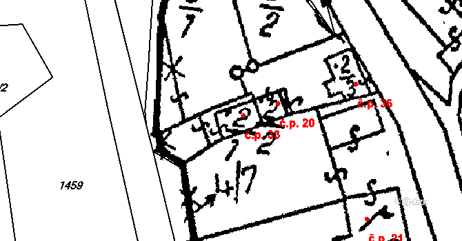 Netušil 33, Rašovice na parcele st. 2/1 v KÚ Rašovice u Uhlířských Janovic, Katastrální mapa