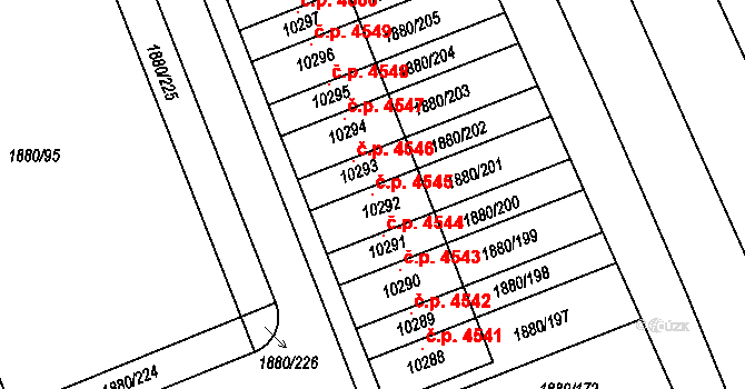 Hodonín 4545 na parcele st. 10292 v KÚ Hodonín, Katastrální mapa
