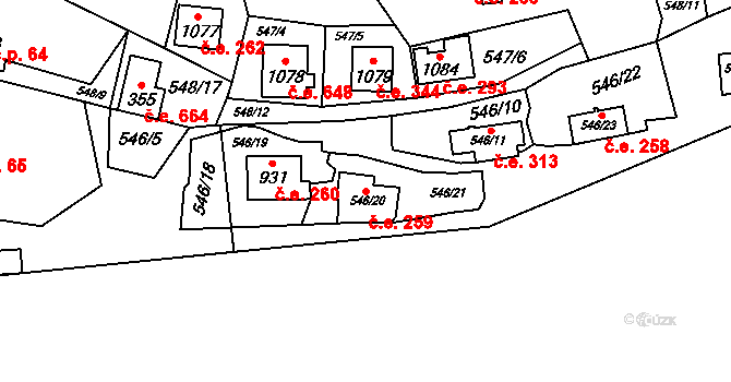 Kamenný Újezdec 259, Kamenný Přívoz na parcele st. 546/20 v KÚ Kamenný Přívoz, Katastrální mapa