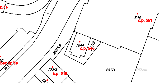 Kyjov 546 na parcele st. 1044 v KÚ Kyjov, Katastrální mapa