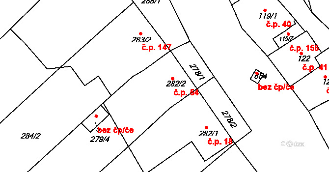 Opatovice 54, Vyškov na parcele st. 282/2 v KÚ Opatovice u Vyškova, Katastrální mapa