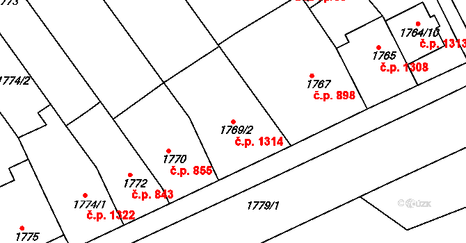 Slavíkovice 1314, Rousínov na parcele st. 1769/2 v KÚ Rousínov u Vyškova, Katastrální mapa