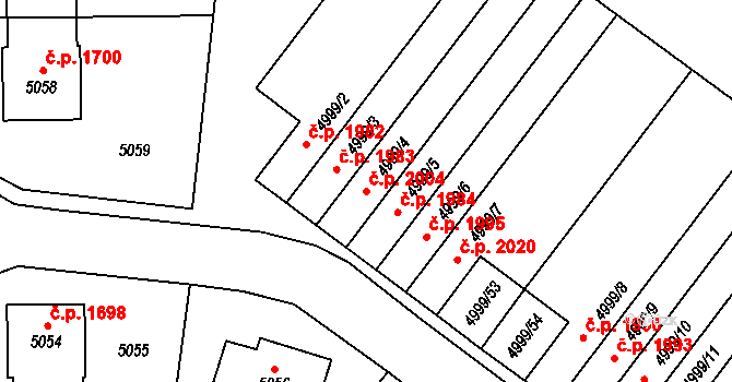 Pod Bezručovým vrchem 2004, Krnov na parcele st. 4999/4 v KÚ Krnov-Horní Předměstí, Katastrální mapa