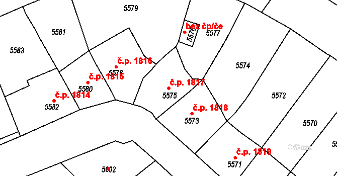 Kročehlavy 1817, Kladno na parcele st. 5575 v KÚ Kročehlavy, Katastrální mapa