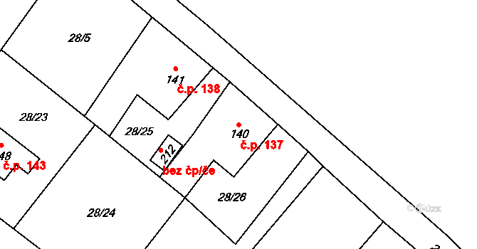 Dolní Suchá 137, Hrádek nad Nisou na parcele st. 140 v KÚ Dolní Suchá u Chotyně, Katastrální mapa