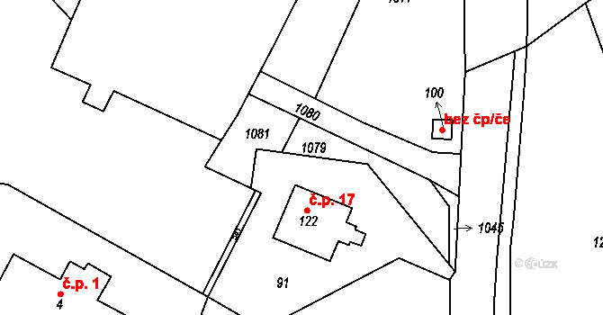 Dolní Dehtov 17, Třebihošť na parcele st. 122 v KÚ Horní Dehtov, Katastrální mapa