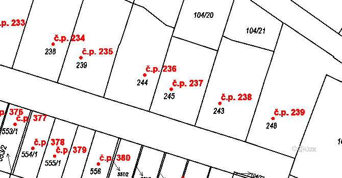 Předměřice nad Labem 237 na parcele st. 245 v KÚ Předměřice nad Labem, Katastrální mapa