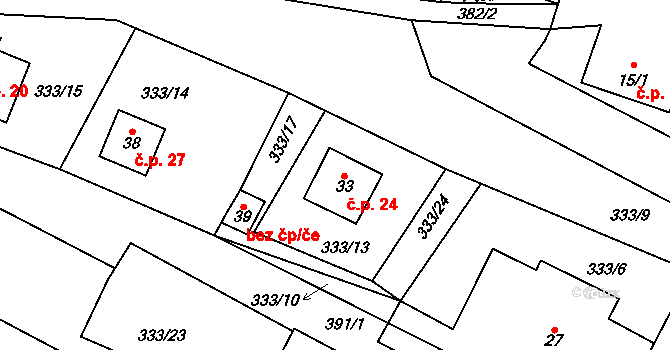 Nechalov 24, Drevníky na parcele st. 33 v KÚ Nechalov, Katastrální mapa