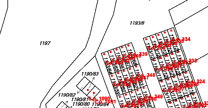 Bechyně 343 na parcele st. 1193/64 v KÚ Bechyně, Katastrální mapa