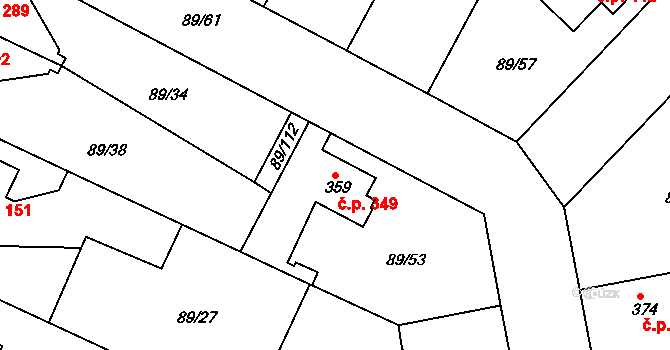 Litol 349, Lysá nad Labem na parcele st. 359 v KÚ Litol, Katastrální mapa