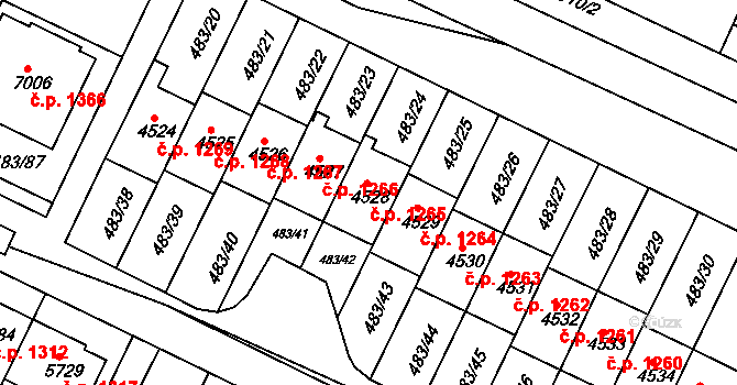 Horka-Domky 1265, Třebíč na parcele st. 4528 v KÚ Třebíč, Katastrální mapa