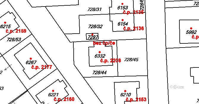 Cheb 2208 na parcele st. 6332 v KÚ Cheb, Katastrální mapa