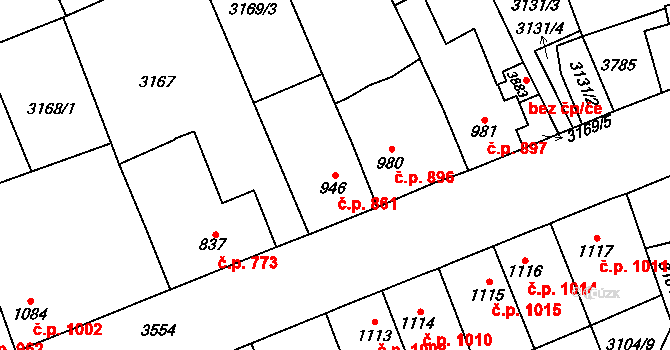 Česká Třebová 861 na parcele st. 946 v KÚ Česká Třebová, Katastrální mapa