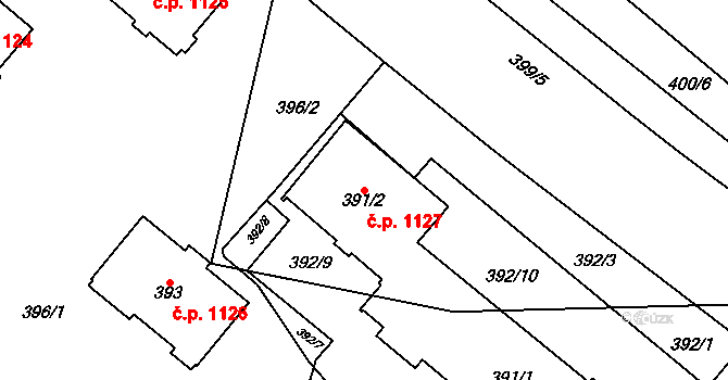 Podlesí 1127, Havířov na parcele st. 391/1 v KÚ Bludovice, Katastrální mapa