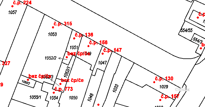 Pečky 147 na parcele st. 1047 v KÚ Pečky, Katastrální mapa