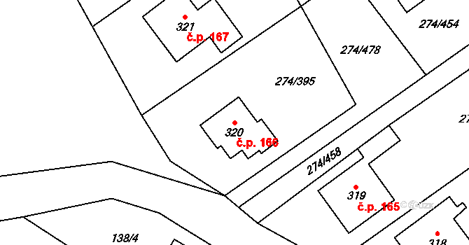 Hostěnice 166 na parcele st. 320 v KÚ Hostěnice, Katastrální mapa
