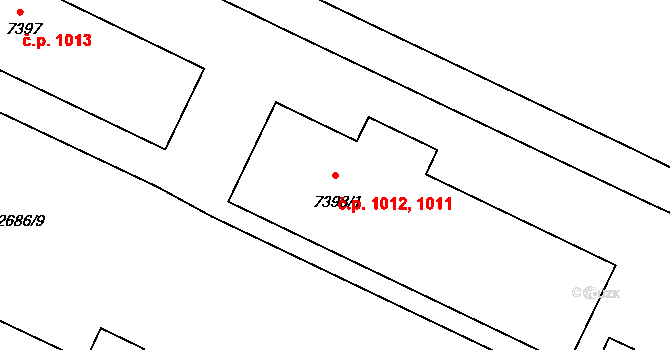 Kolín II 1011,1012, Kolín na parcele st. 7398/1 v KÚ Kolín, Katastrální mapa