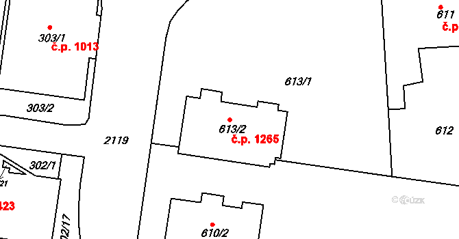 Košíře 1265, Praha na parcele st. 613/2 v KÚ Košíře, Katastrální mapa