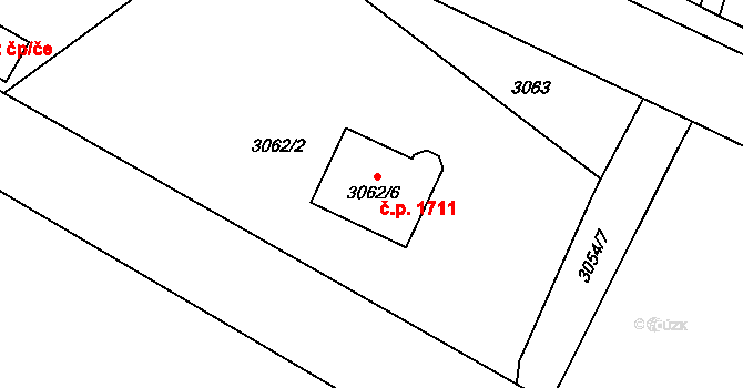 Chotěboř 1711 na parcele st. 3062/6 v KÚ Chotěboř, Katastrální mapa